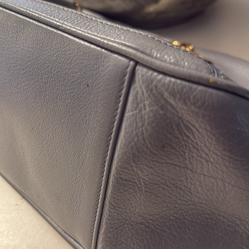 Salvatore Ferragamo women leath gray purse has rubbed spot as shown 16/9 inches - Picture 7 of 7